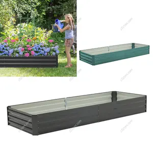 Rectangular Metal Garden Flower Bed  Metal Raised Bed Galvanized Raised Planter Box Outdoor Raised Garden Bed Kit 240cm W