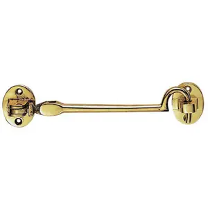 Heavy Duty Cabin Hook & Eye Polished Brass 305mm Arm Cabinet Hatch Lock