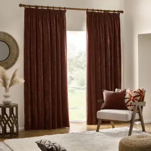 Yard Heavy Chenille Velvet Nutmeg Pencil Pleat Curtains, 229 x 137cm