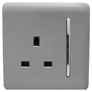 Trendiswitch Light Grey 1 Gang 13 Amp Switched Socket