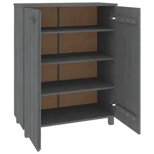 Berkfield Shoe Cabinet Dark Grey 85x40x108 cm Solid Wood Pine