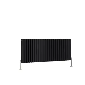 Right Radiators 600x1416mm Horizontal Double Oval Column Designer Radiator Black