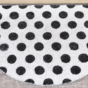 Melody Maison Black & White Polka Dot Half Moon Door Mat