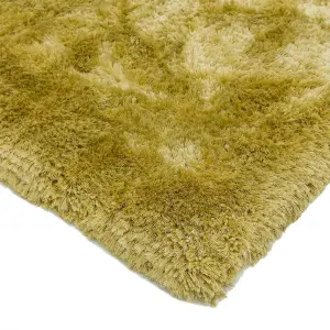 Asiatic Plush Yellow Plain Shaggy Rug-140cm X 200cm