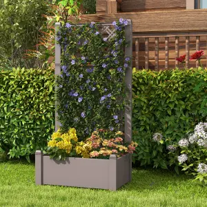 Costway Raised Garden Bed w/ Trellis Outdoor Self-Watering Planter Box Lattice Panels