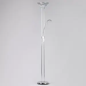 Litecraft Mother & Child Polished Chrome Dimmable Floor Lamp 2 Arm with Bulbs