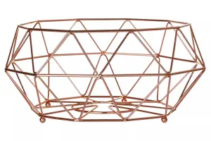 Interiors By Premier Contemporary Copper Finish Fruit Basket, Geometric Design Unique Fruit Basket, Elegant Basket For Kitchen