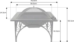 Centurion Supports KOJIN Multi-Functional Elegant Black Square Outdoor Garden and Patio Luxury Heater Fire Pit Brazier