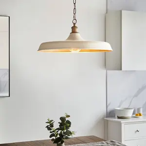 Luminosa Afragola Dome Pendant Ceiling Light Matt Warm White, Satin Gold Paint