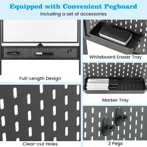 COSTWAY Mobile Whiteboard 120 x 90 CM Double-Sided Dry Erase Board with Stand