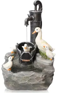 Primrose Duck Family at Old Tap Water Feature with Lights 56cm