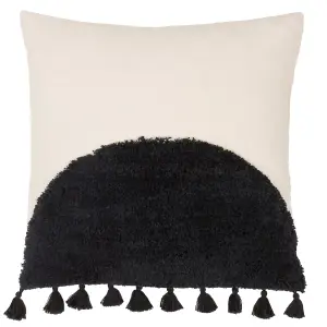 furn. Radiance Tufted Cotton Tasselled Feather Filled Cushion