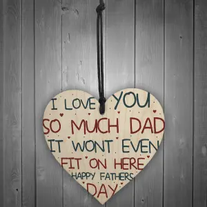 Red Ocean Fathers Day Funny Gifts Novelty Wooden Heart Sign Funny Dad Gift From Daughter Son