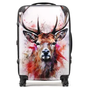 Watercolour Splashart Stag Face Suitcase - Medium