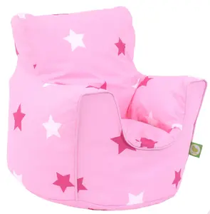 Cotton Pink Stars Bean Bag Arm Chair Toddler Size