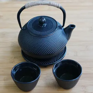 Stovetop 5 in 1 Tetsubin Teapot Set Japanese Cast Iron 800ml Kettle Cups Tea Pot