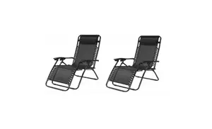 2 x Grey Zero Gravity Chair Lounger