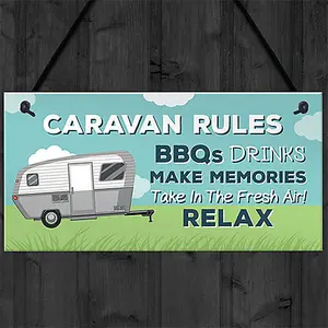 Red Ocean Caravan Rules Plaque Novelty Caravan Accessories Motorhome Gifts And Signs