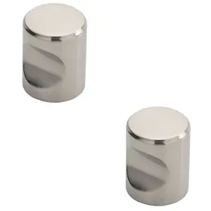 2 PACK - Cylindrical Cupboard Door Knob 16mm Diameter Polished Stainless Steel Handle