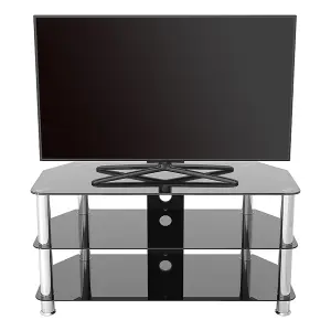 AVF Classic 1m Glass Corner TV Stand with Cable Management for TVs up to 50" - Black & Chrome