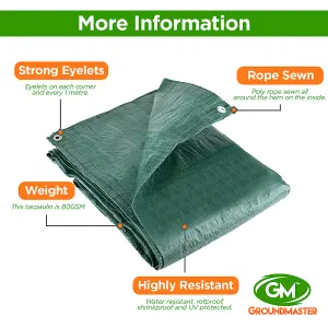 GroundMaster 80gsm Economy Green Tarpaulin (2.7m x 3.5m)