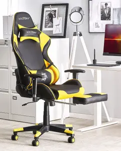 Gaming Chair Faux Leather Yellow VICTORY