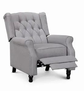 Fabric Linen Light Grey Marianna Manual Recliner Wingback Chair