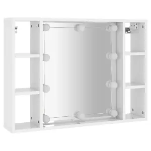 Berkfield Mirror Cabinet with LED High Gloss White 76x15x55 cm