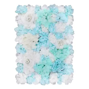 Artificial Flower Wall Backdrop Panel, 60cm x 40cm, cm, Sky Blue li Blue White