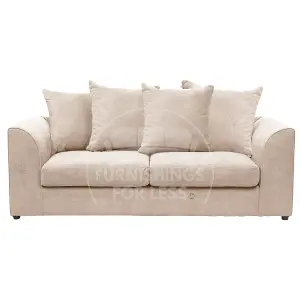 Casper Soft Chenille Fabric Fabric 3 Seater Sofa Beige - Scatter Back