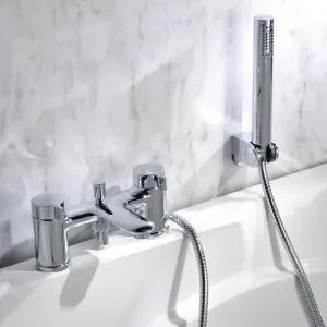 Agua Deck Mounted Handleless Bath Shower Mixer with Handset and Holder Chrome