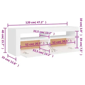 vidaXL TV Cabinet with LED Lights White 120x35x40 cm