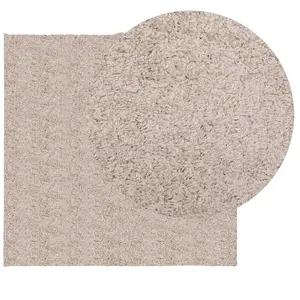 Shaggy Rug PAMPLONA High Pile Modern Beige 160x160 cm