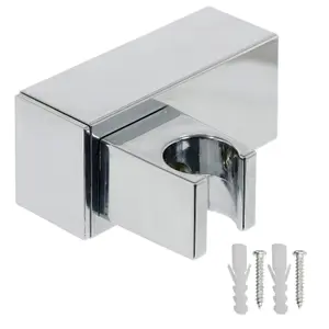 SPARES2GO Wall Clamp compatible with Grohe Shower Head Adjustable Square Angled Chrome Bracket Handset Holder