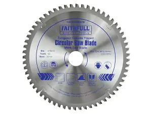 Faithfull  TCT Cross Cut Mitre Saw Blade 216 x 30mm x 60T NEG FAIZ21660ATB