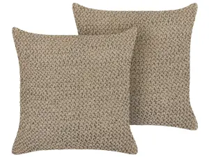 Set of 2 Cushions BEGONIA Jute 45 x 45 cm Solid Tufted Natural