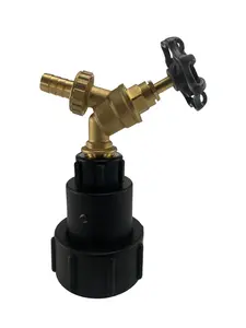 IBC storage tank outlet s60x6 (2") brass dial bib tap with extender swivel cap