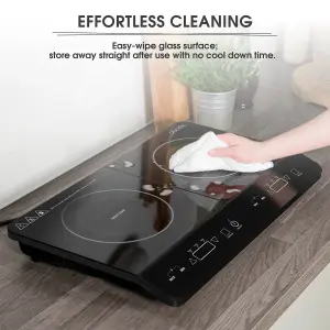 Abode Portable Induction Hob Double Digital with Touch Control 2800W AINDH2003