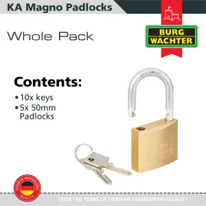 Solid Brass Body Keyed alike 50mm Padlock Standard Shackle (5 in a box)