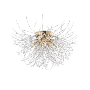 Gold 6 Lights 50cm Dandelion Crystal Flush Mount Ceiling Lights Modern Chandelier Lamp