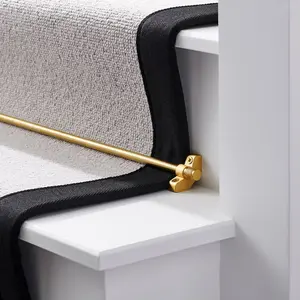 Gold Brass Stair Rod With Knurled Ends - 120cm - SE Home