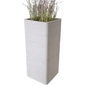 2x Amalfi Stone Effect Tall Flower Planters For Garden, Home & Patio Areas