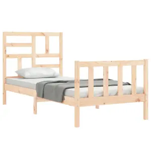 Berkfield Bed Frame with Headboard Small Single Solid Wood