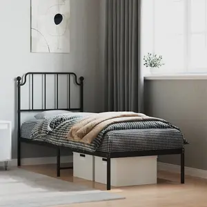 Berkfield Metal Bed Frame without Mattress with Headboard Black 80x200cm