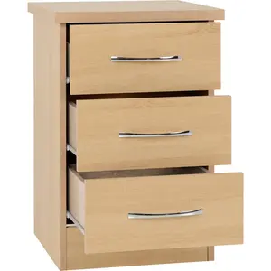 Cascio 3 Drawer Bedside Table Sonoma Oak Effect