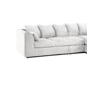 Luxor Silver Jumbo Cord Large 5 Seater Corner Sofa Long Right Hand Facing