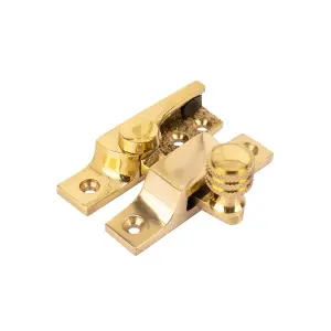 Sash Heritage Straight Arm Fastener with Knurled Knob Narrow (Non Locking) - Polished Brass