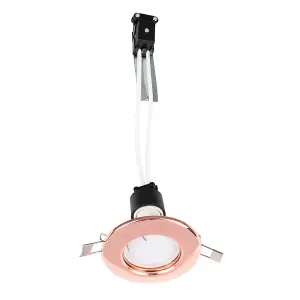 ValueLights Downlight Fixed Copper Ceiling Light Fitting 6 Pack With Warm White Bulbs