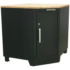 Heavy Duty Modular Corner Floor Cabinet with Adjustable Shelf and Locking Mechanism