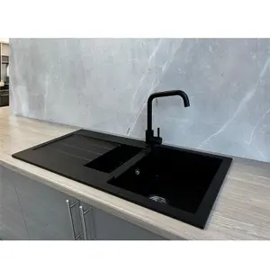 Liquida ELL15BL 1.5 Bowl Comite Reversible Inset Black Kitchen Sink With Wastes